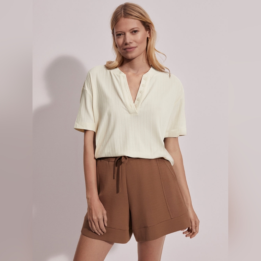 Varley Kasey Mock Placket Rib Tee